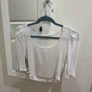 Molly Green white ribbed crop top. Size large, supper soft and comfy